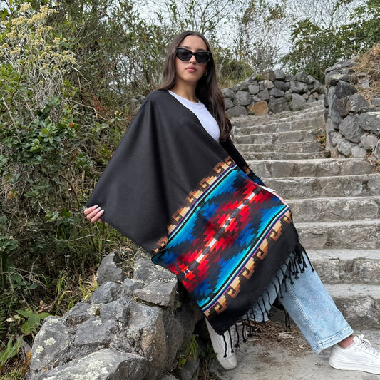 Mosaico Andino Cardigan Shawl - Black