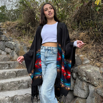 Mosaico Andino Cardigan Shawl - Black