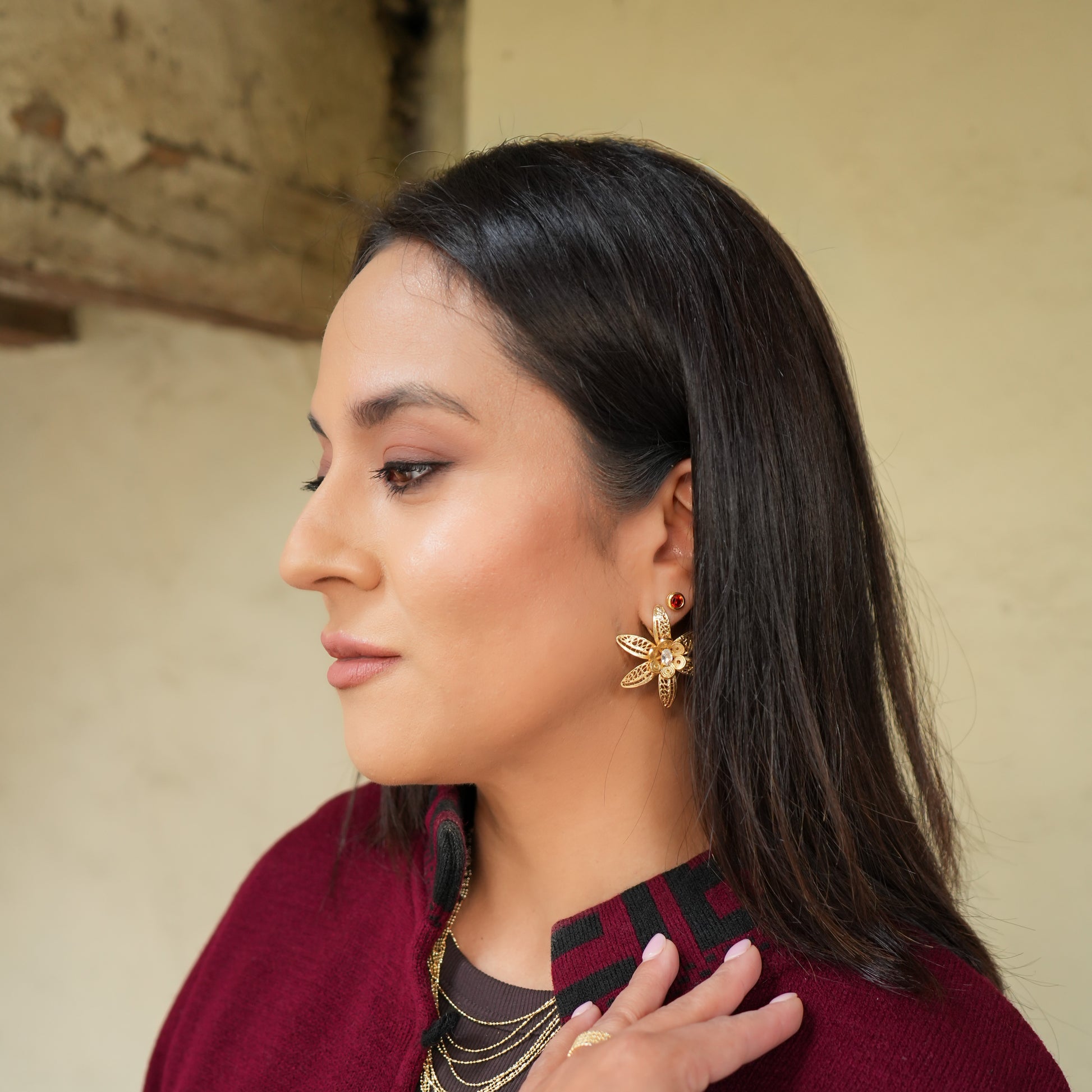 Luz de Oro 24K gold-plated filigree earrings handmade in Ecuador