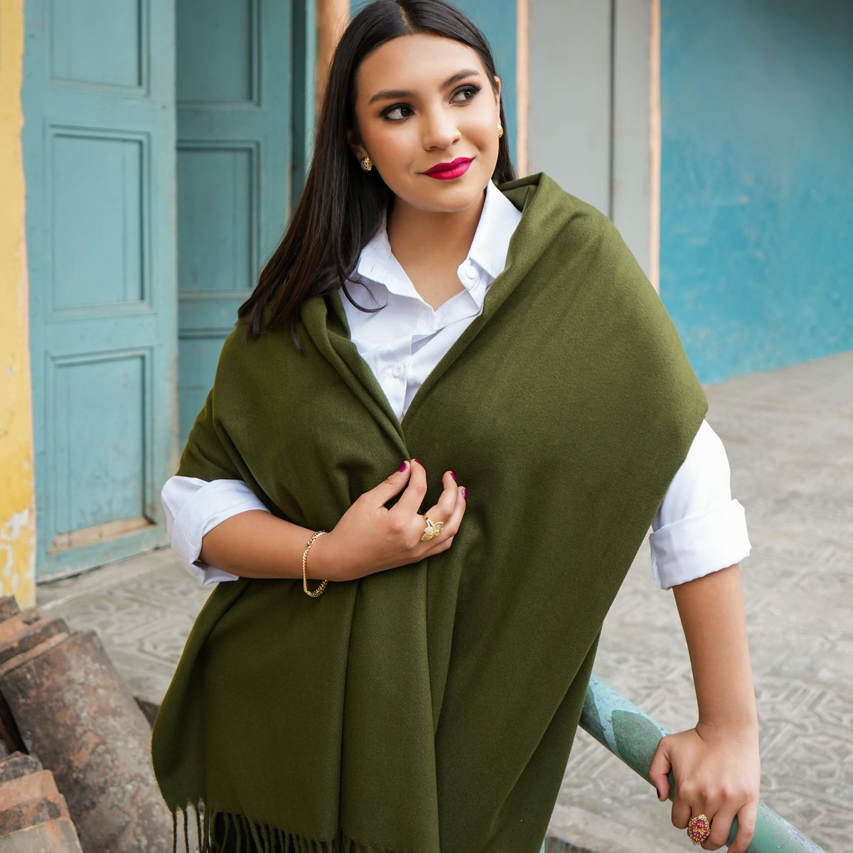 Cashmere Shawl - Olive Green