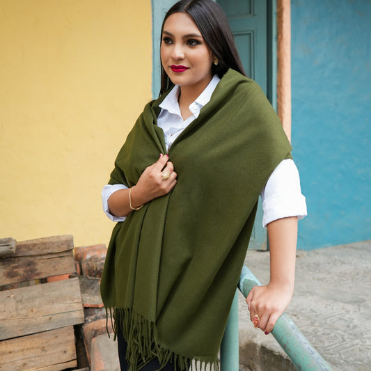 Cashmere Shawl - Olive Green