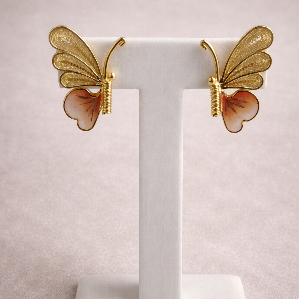 gold Butterfly-shaped earrings filigrana
