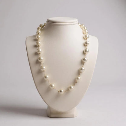 gold pearl necklace and earrings set