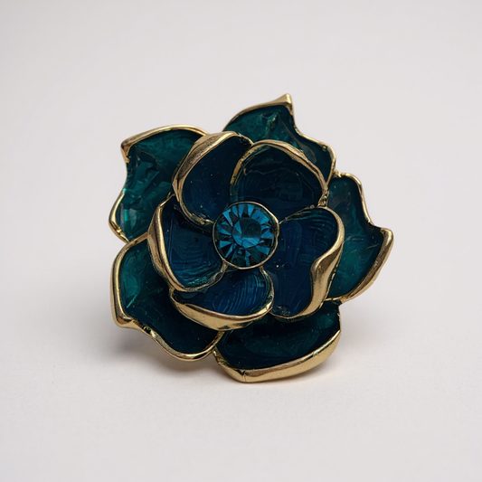 CAMELIA Teal Brooch